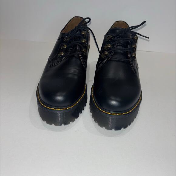 Dr. Martens Leona Lo Smooth Leather Heeled Lace-Up Platform Shoes – Black Size 8 - Picture 14 of 15